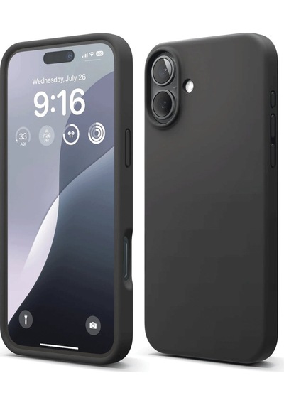 Apple iPhone Uyumlu,  16 Plus Kılıf Nano İçi Kadife Silikon - Siyah