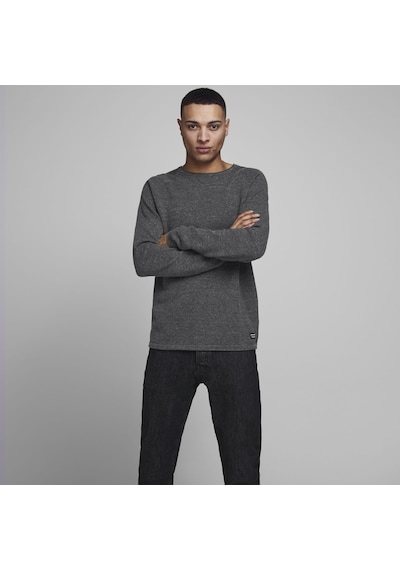 Jack & Jones Bisiklet Yaka Kazak-Hill 12157321 Dark Grey Melange Koyu Gri