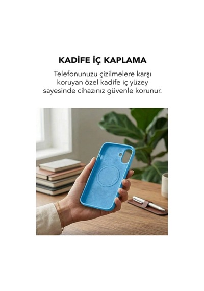 Apple İphone 16 Uyumlu Magsafe Lansman Silikon Kılıf Turkuaz