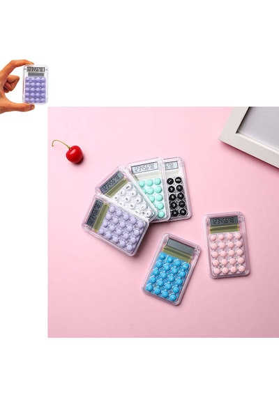 Mini Hesap Makinesi Silikon Tuşlu Lcd Ekran 8 Haneli Şeffaf Mini Hesap Makinesi Ebat 8,5cm X 5,4cm Mavi
