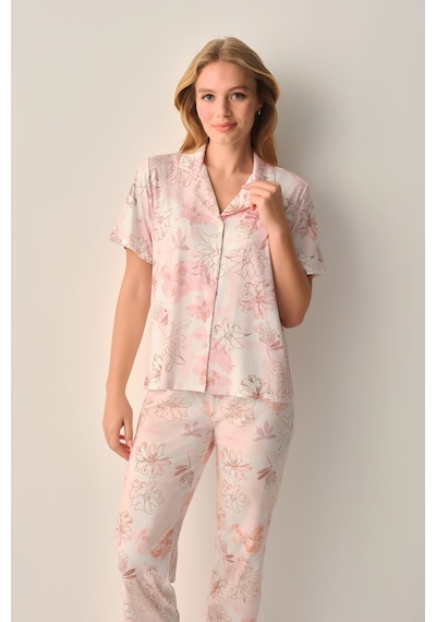 Suwen Lula Gömlek Yaka Pijama Takımı Sh26617660b334 Pembe
