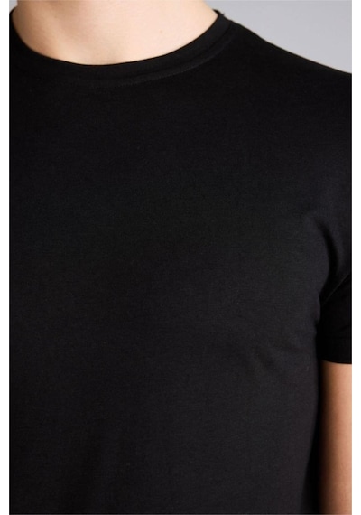 DeFacto Long Muscle Fit Bisiklet Yaka Basic Düz Kısa Kollu Siyah Tişört N2104AZ25SPBK81