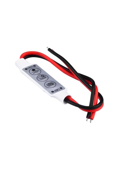 Powermaster 12-24 Volt Mini Üç Tuşlu Tek Renkli Led Kontrol Cihazı Kırmızı - Siyah Kablo