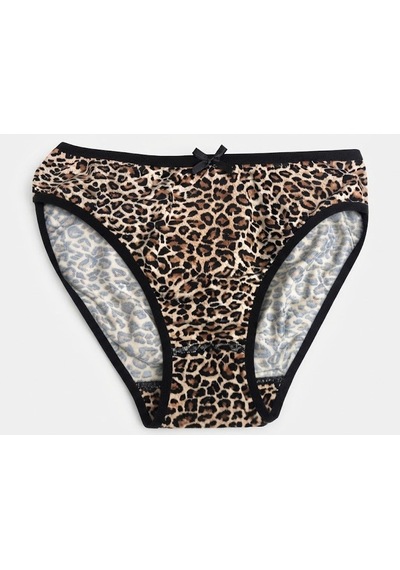 12 Adet Özten Bayan Likralı Pamuk Leopar Desen Bikini Külot 208 Çok Renkli