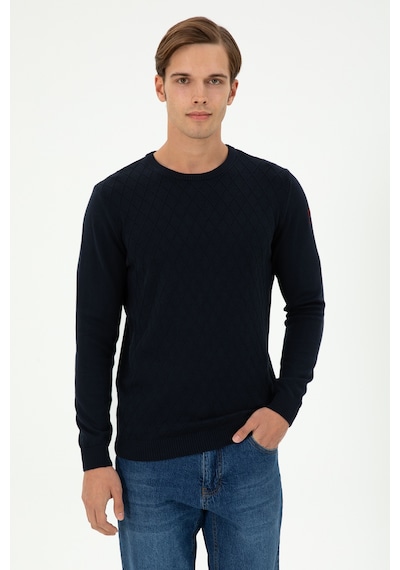 U.S. Polo Assn. Erkek Slim Fit Bisiklet Yaka Lacivert Kazak 50297055-VR033