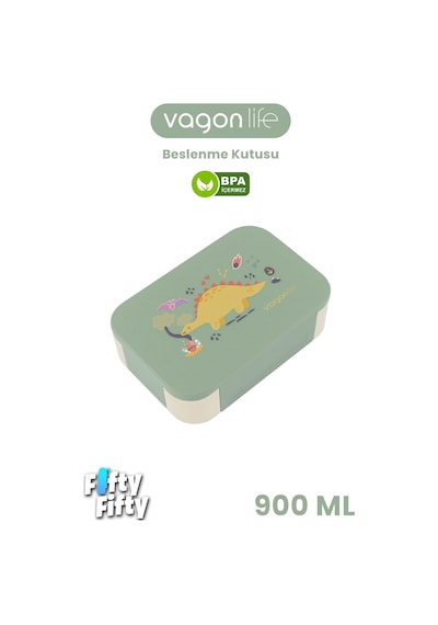 Vagonlife 900 Ml Tek Kat 3 Bölme Çocuk Beslenme Kutusu -ffb1270 Yeşil