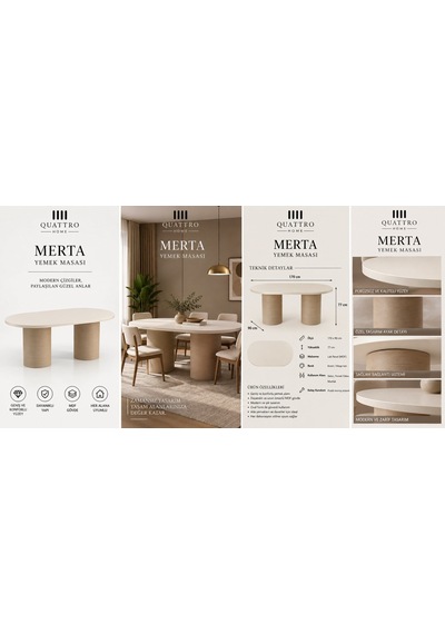 Merta Yemek Masası Krem