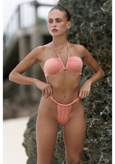 Mai Collection Mai Studios Co. Bunga Büzgü Detay Kalın Bantlı Somon Bikini Altı Somon