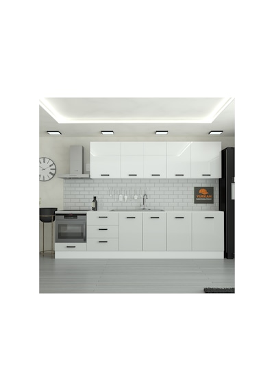 300 Cm Mutfak Dolabı Mdf Kapak Tezgah Dahil Yrkn310 100 Gümüş