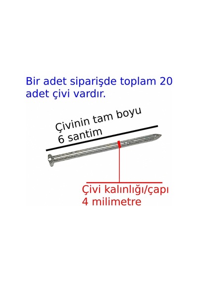 Lexroo Beton Tuğla Ytong Çivisi Tablo Çerçeve Resim Asma Çivisi Boy 6 Santim Çapı 4 Milimetre 20 Diğer