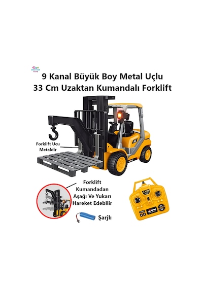 9 Fonksiyon Büyük Boy 33 Cm Metal Kancalı Uzaktan Kumandalı Forklift Oyuncak İş Makinesi 9 Kanal Forklift 9 Fonksiyon Büyük Boy 33 Cm Metal Kancalı Uzaktan Kumandalı Forklift Oyuncak İş Makinesi 9 Kanal Forklift