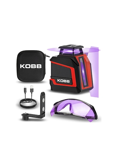 Kobb Kbl30p 3.7v Li-ion Yatay 360 Ve Dikey Otomatik Hizalamalı Mor Işık Profesyonel Çizgi Lazer