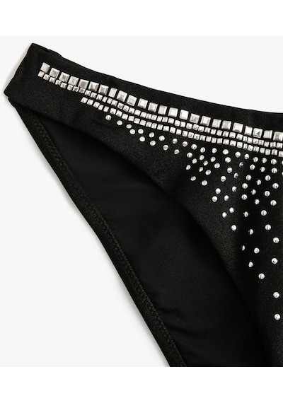 Koton Taşlı Bikini Altı Normal Bel Siyah 4sak00031mm