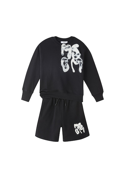 Msgm Çocuk Grafik Logolu Pamuklu Sweatshirt Siyah
