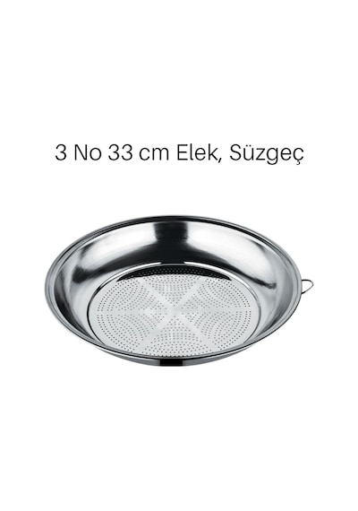 3 No 33cm Klasik Süzgeç, Kevgir Seti Paslanmaz Çelik Salça Kevgiri, Elek Gri