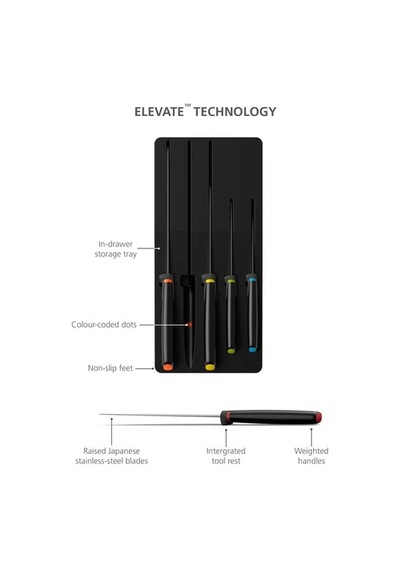 Joseph Joseph 10545 Elevate Store 5 Parça Renkli Bıçak Seti Antrasit