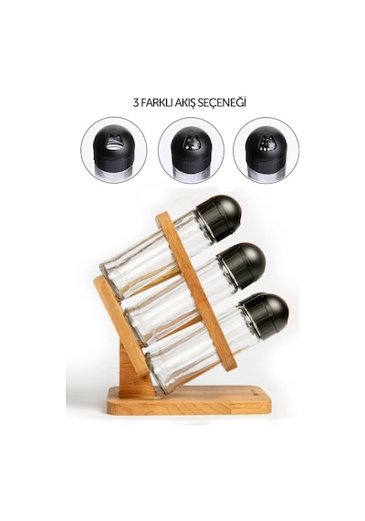 Ahşap Standlı Baharatlık Takımı Julia 6'Lı Kapaklı Baharatlık Set