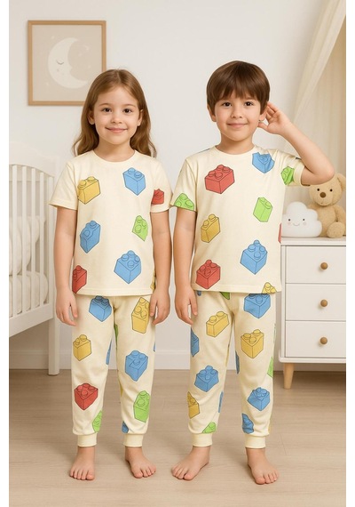 Isobel Kids Lego Desenli Pijama Takım Bej