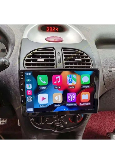 Snp Serisi Peugeot 206 Uyumlu Android Multimedya Sistemi 6-128 Gb Hafıza Kablosuz Carplay Android Auto Geri Görüş Kamerası li 9"