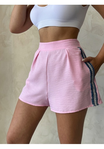 Verymoda Kot Detaylı Şort D2847 Pembe