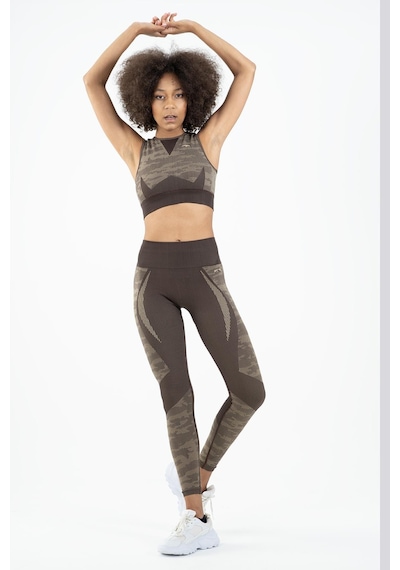 Maraton Active Slimfit Kadın Bisiklet Yaka Kolsuz Fitness Kahverengi Bra 813054-Kahverengi