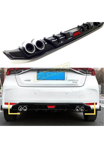 Carmind Toyota Corolla Uyumlu Uyumlu Arka Tampon Difüzörü Piano Black 2019-2021