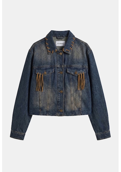 Kadın T.kot Rengi 2w6-8 Kemer Boy Süet Detaylı Tasarım Denim Ceket