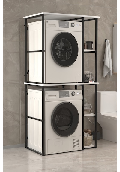 Bofigo Çamaşır Makinesi Dolabı Kurutma Makinesi Dolabı Metal Banyo Dolabı Mısra Beyaz