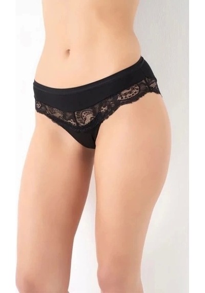 G-box 932 Bayan Dantel Detaylı Cotton Bikini Külot Siyah