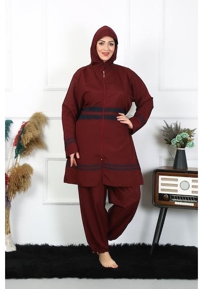 Akbeniz Büyük Beden Tesettür Mayo 7xl-8xl-9xl-10xl Bordo 55010-bordo Bordo