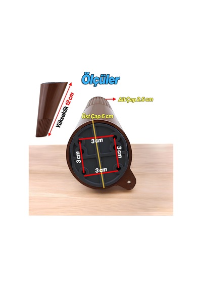 Badem10 Açılı Konik 12 Cm Ahşap Desenli Ayak Mobilya Yükseltici Baza Ayağı Koltuk Kanepe Altı Puf Ayakları 6395751