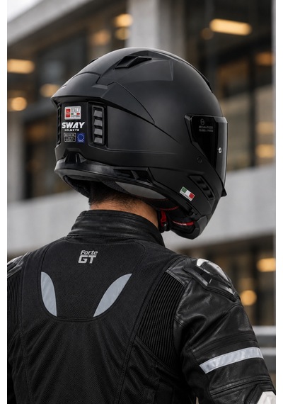 Sway 868 Renkli Vizör & Spoiler Kanat & Güneş Vizör Kask Siyah