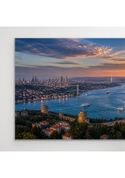 3 Boğaz Manzaralı İstanbul Kanvas Tablo 40x80 Cm Çok Renkli