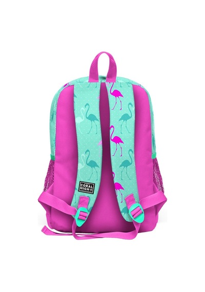 Coral High Kids Su Yeşili Neon Pembe Flamingo Desenli 3 Lü Okul Çanta Seti Set0123111