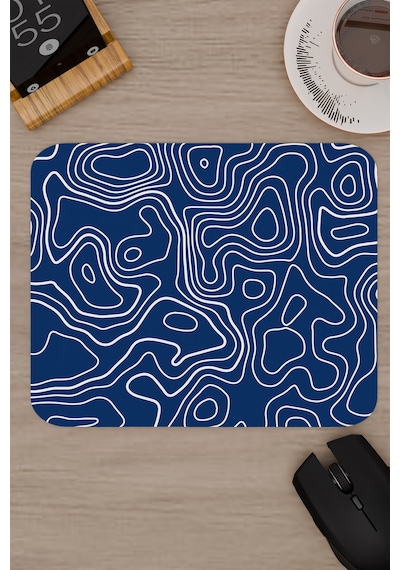 Mavi Beyaz 22x18 Taraftar Gaming Oyuncu Mouse Pad Kaymaz Taban Küçük Klavye Fare Altlığı Topography