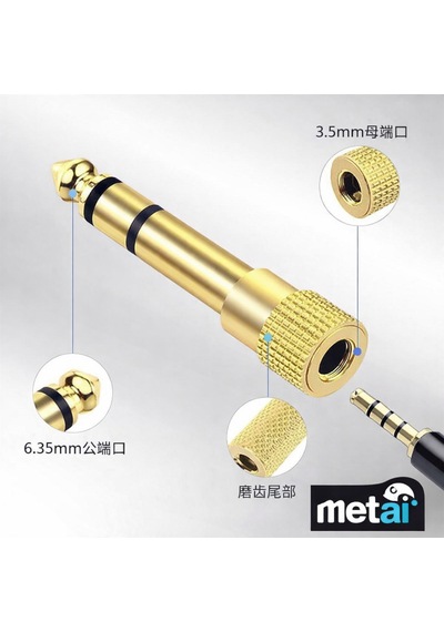 Metai 6.35mm 3.5mm Jack Dönüştürücü Adaptör Altın Kaplama Amfi, Mikrofon, Kulaklık Uyumlu