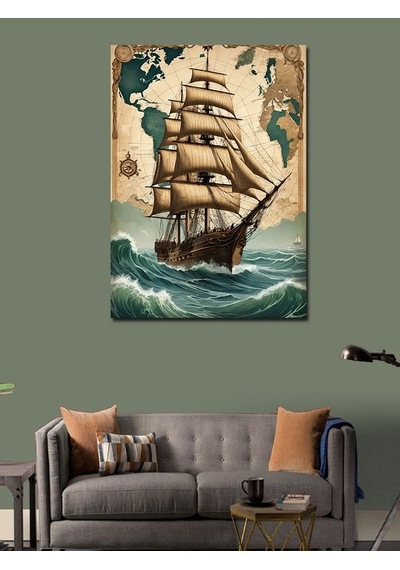 Kanvas Tablo Yelkenli Gemi Macerası 100cmx140cm