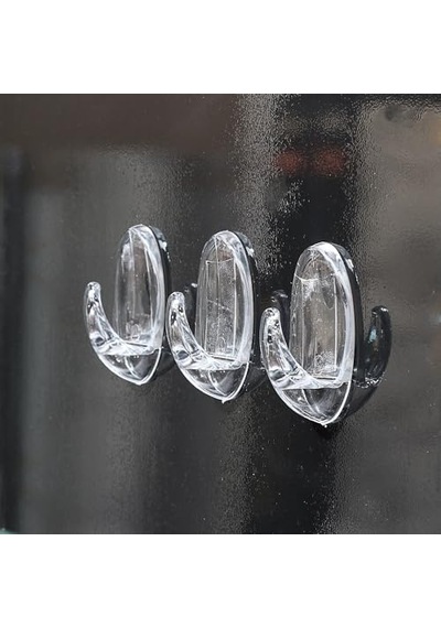 Yapışkanlı Banyo Lavabo Mutfak Askılık Şeffaf Plastik Sağlam Asma İz Bırakmayan Askı 3 Adetli Set Diğer