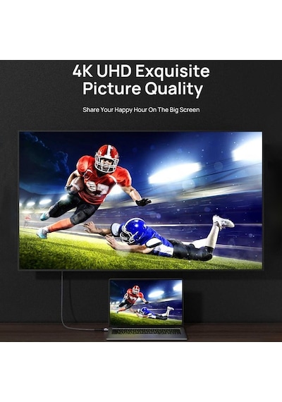 Hdmı 2.0 Erkek - Hdmı 2.0 Erkek 4k Ultra-hd Örgülü Adaptör Kablosu, Kablo Uzunluğu: 1.5m Gri