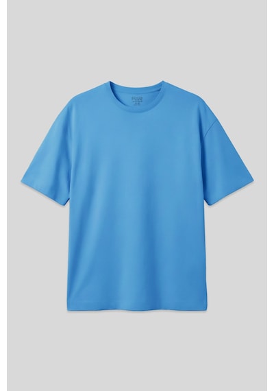 Air Jones Tommy Life Petrol Mavi Pamuklu Kalın Yumuşak Dokulu Oversize Fit Basic Erkek T-shirt - 88377 Petrol Mavi