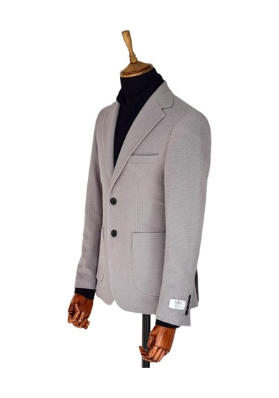 Massimo Rossi Erkek Tek Spor Ceket Çift Yırtmaçlı Gofre Bgl-st03587 Gri