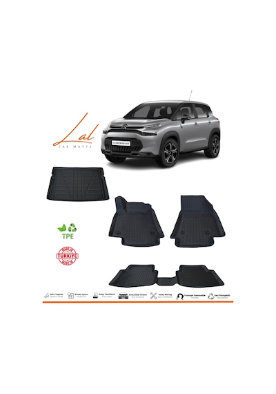 Citroen C3 Aircross 2017+ 3d Havuzlu Paspas Üst Kademe Bagaj