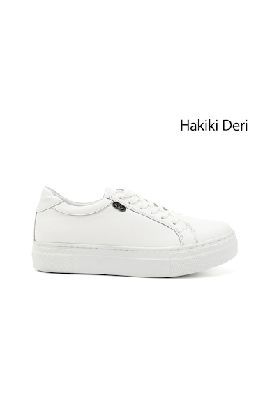 Gönderi(R) Gönderi R Kadın Beyaz Bağcıklı Dolgu Taban Hakiki Deri Sneaker Gdza13424240 Beyaz