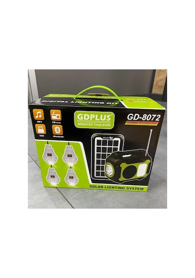 Güneş Enerji Panelli Aydınlatma Sistemi Powerbank Kamp Doğa Balık Karavan Fener Bluetooth Hoparlör Siyah-yeşil