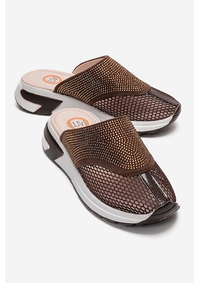 Luvishoes Glea Kahverengi Taşlı Burnu Kapalı Kadın Terlik