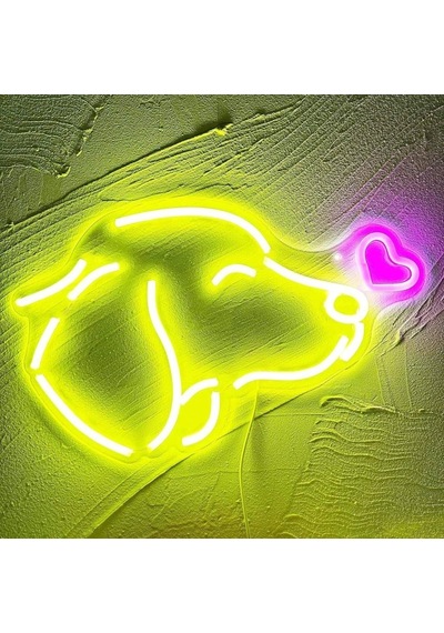 Köpek Kalp Neon Led Tabela Dekoratif Aydınlatma