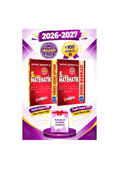Partikül 5. Sınıf Partikül Matematik Seti - Soru Bankası + Video Ders Kitabı 2 Kitap