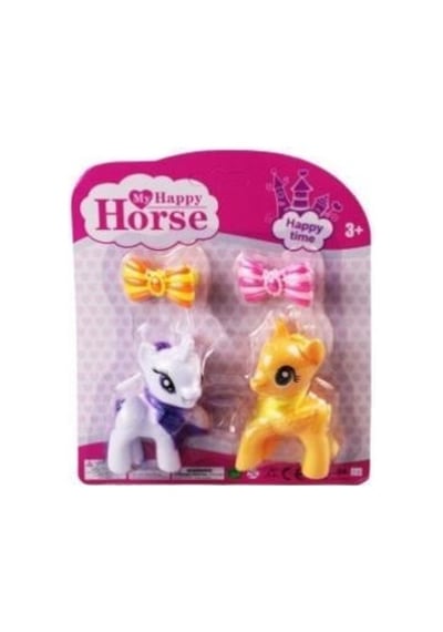 L-34-10 - Pony 2 Li Figür Set Tokalı Kartela Beyaz Lisinya
