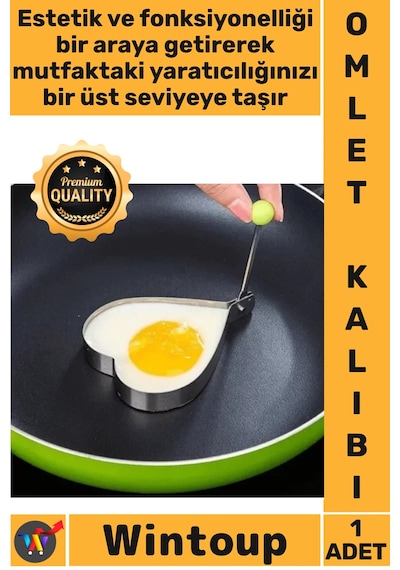 Omletkalıbı Yanmaz Yapışmaz Paslanmaz Mutfak Gereçleri Şık Sunum Metal Kalp Omlet Krep Kalıbı