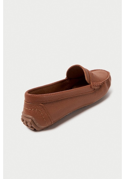 Mubiano Hakiki Deri 202-tb Oval Burunlu Kadın Taba Babet & Loafer Ayakkabı Taba